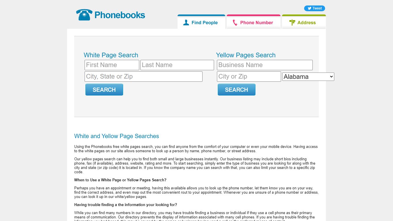 Free White Pages and Yellow Pages - Phonebooks