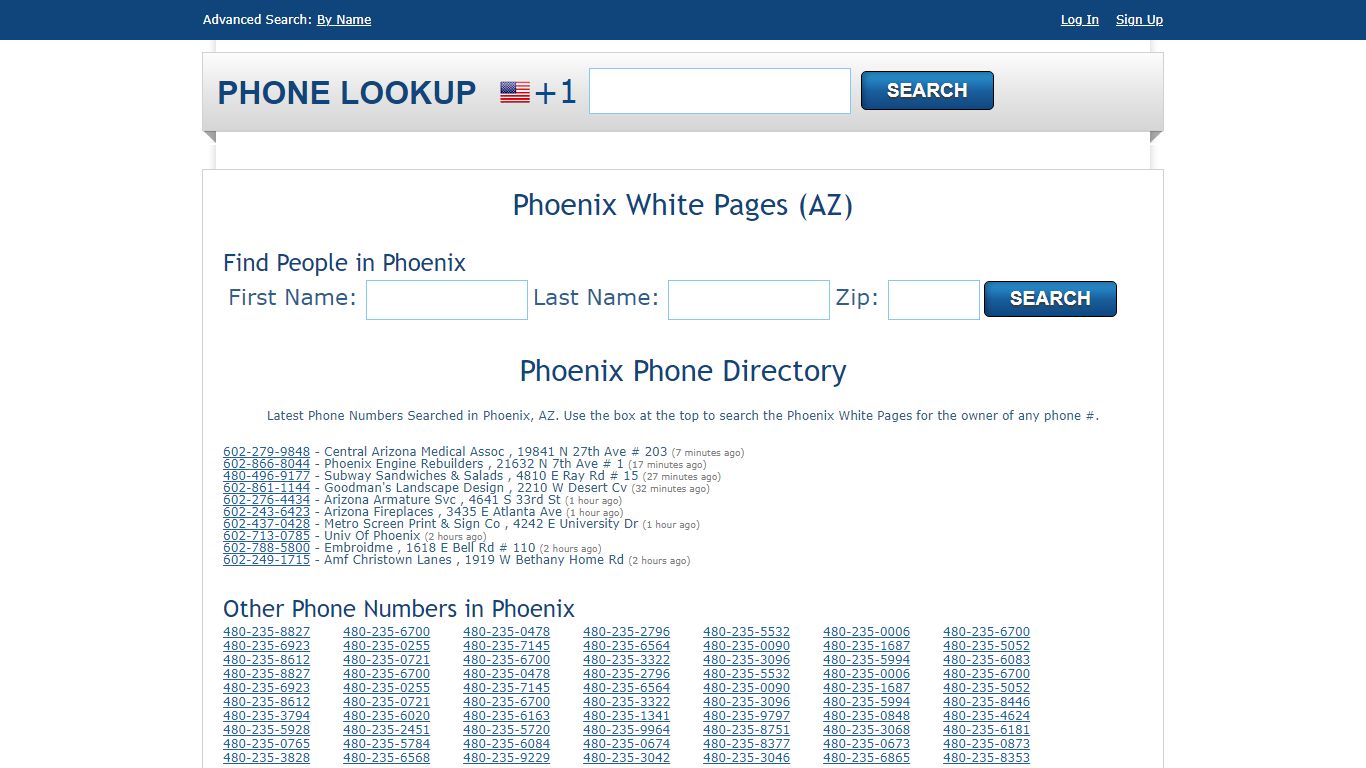 Phoenix White Pages - Phoenix Phone Directory Lookup